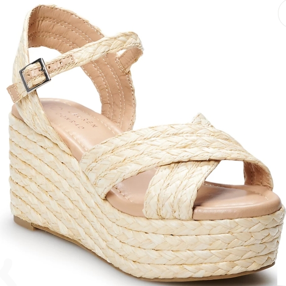 NWT LC Lauren Conrad Wedge Heel Sandals - Picture 2 of 9